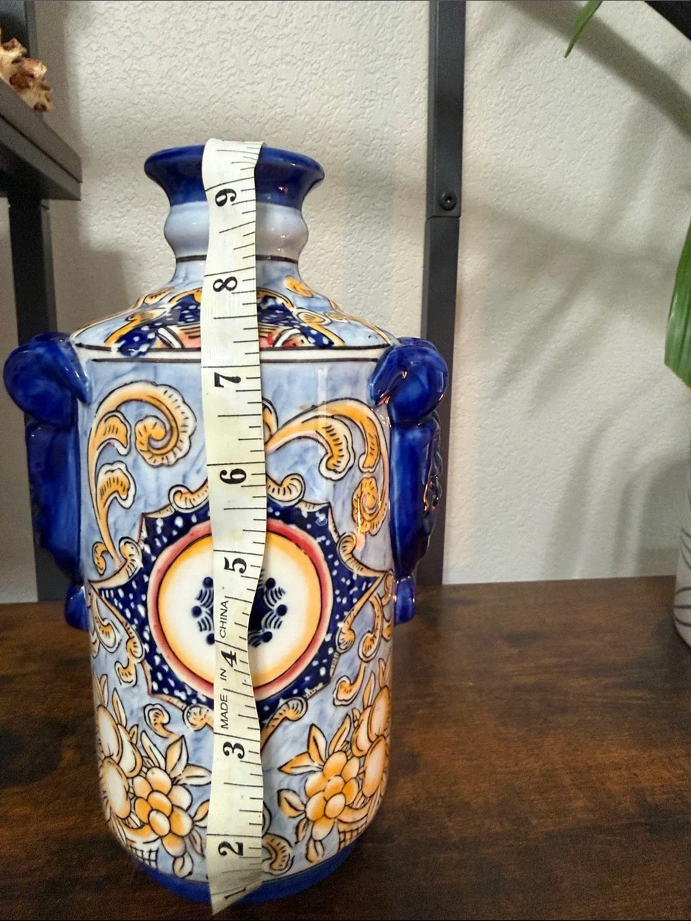 Blue and Yellow Decorative Vase